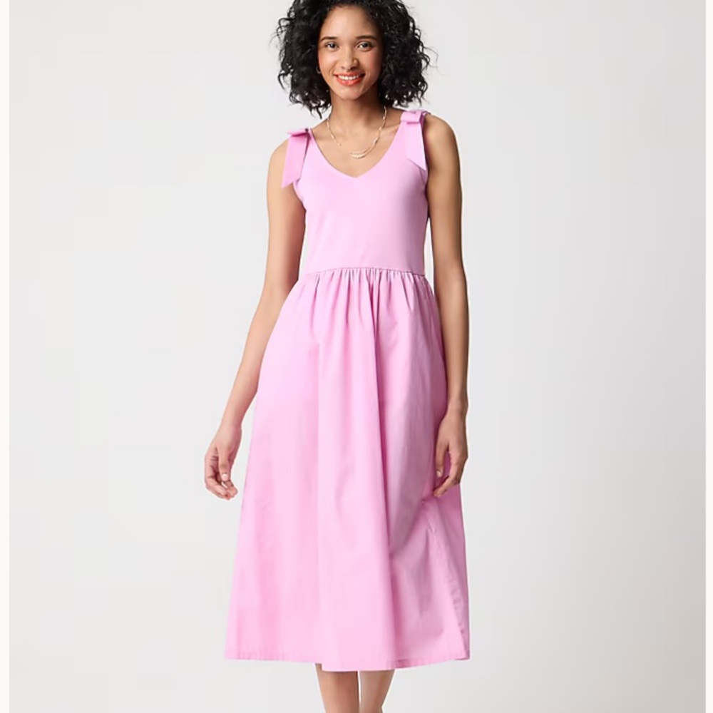 NWT! JCREW Bow-strap knit mixy DRESS Pink XL